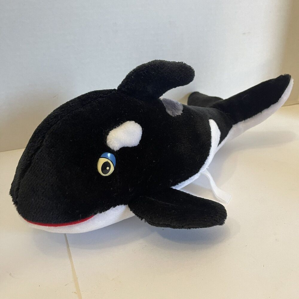 Shamu Sea World San Francisco Plush Killer Whale Stuffed 15" Orca 1980s